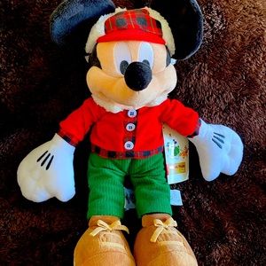 Mickey Mouse Plush dressed in Christmas attire